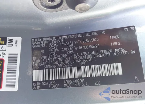 2021 Toyota Highlander Limited from USA, damaged, VIN 5TDDZRBH7MS059242